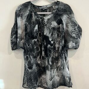 Express Women’s Sheer Black Grey Blouse Size S